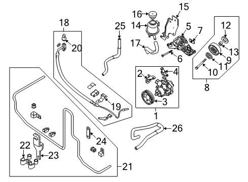 2008 Nissan Pathfinder P/S Pump & Hoses, Steering Gear & Linkage Pump Power Steering Diagram for 49110-ZV00A