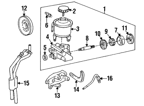 1991 Toyota Land Cruiser P/S Pump & Hoses, Steering Gear & Linkage Housing, Pump, Rear Diagram for 44324-12031