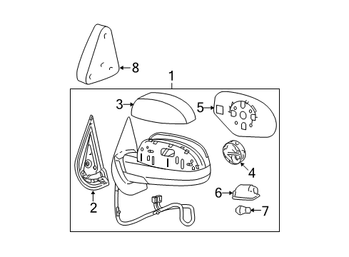 2007 Chevrolet Suburban 2500 Mirrors Mirror Housing Diagram for 25788154