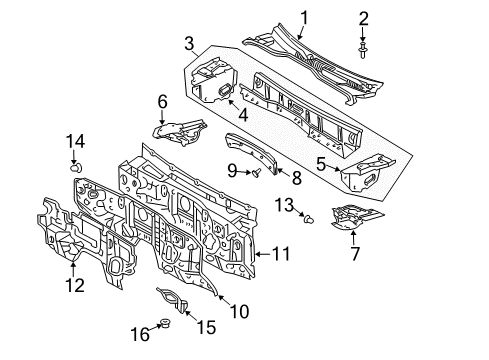 2009 Lexus GX470 Cowl Insulator Assy, Dash Panel Diagram for 55210-60131