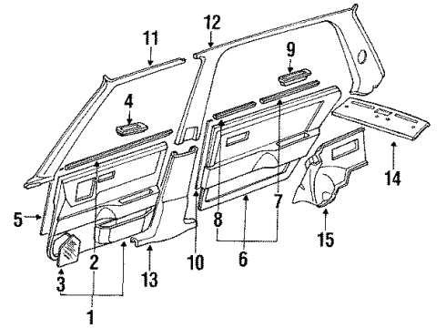 1990 Honda Civic Interior Trim Weatherstrip, R. RR. Door Quarter (Inner) Diagram for 72837-SH4-000