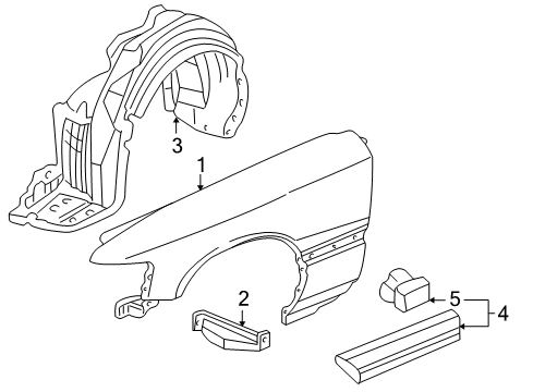 1999 Acura RL Fender & Components, Exterior Trim Protector, Passenger Side (Crystal Blue Metallic) Diagram for 75301-SZ3-J02ZA