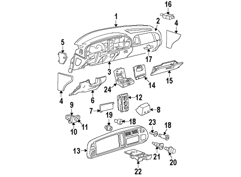 1999 Dodge Ram 2500 Instrument Panel CUPHOLDER-Instrument Panel Diagram for 5FR421C8AD