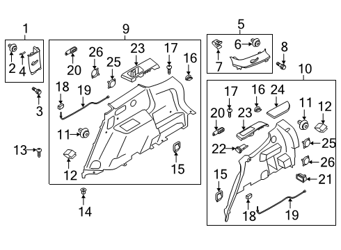 2021 Kia Telluride Interior Trim - Quarter Panels Clip-Trim Mounting Diagram for 858593S100