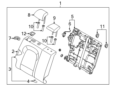 2021 Hyundai Venue Rear Seat Components Guide Assembly-R/S H/REST W/LVR Diagram for 89720-F2101-NNB