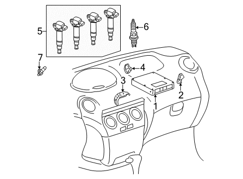 2006 Scion xA Ignition System ECM Lower Bracket Diagram for 89987-52010