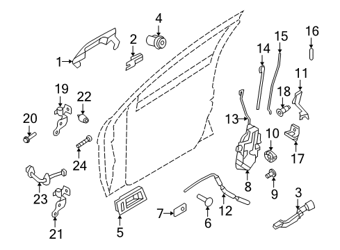 2010 Ford Focus Front Door - Lock & Hardware Latch Diagram for 9S4Z-5421813-A