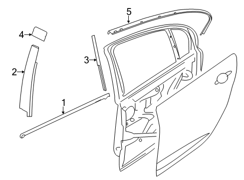 2015 Chevrolet SS Exterior Trim - Rear Door Belt Molding Diagram for 92277517