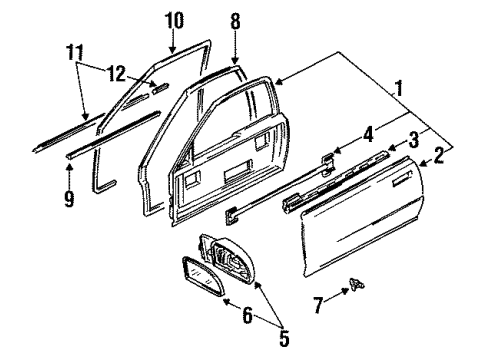 1996 Honda Prelude Door & Components Weatherstrip, FR. (Lower) Diagram for 72326-SS0-003