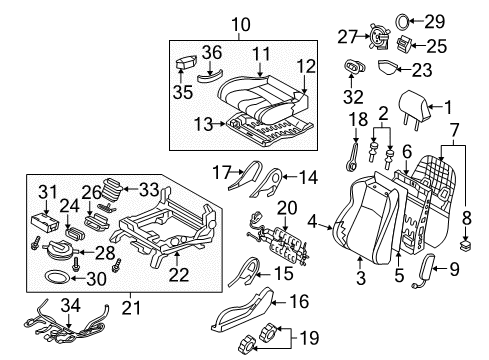 2010 Nissan 370Z Driver Seat Components Board Assembly Front Seat Back Diagram for 87640-1EJ2A