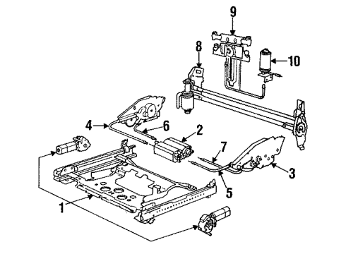 1990 BMW 735iL Tracks & Components Gearbox Head Rest Support Diagram for 52101964246