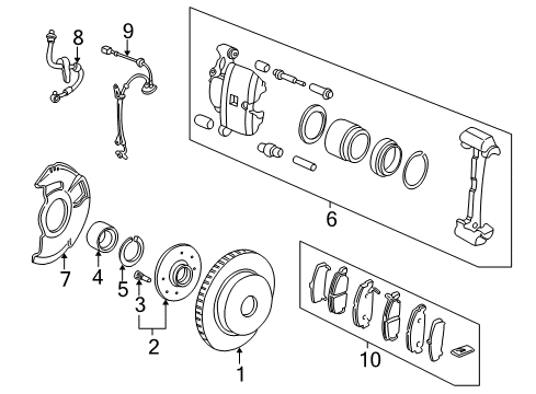 1998 Honda Civic Anti-Lock Brakes Caliper Sub-Assembly, Left Front (Reman) Diagram for 45019-S5D-A00RM