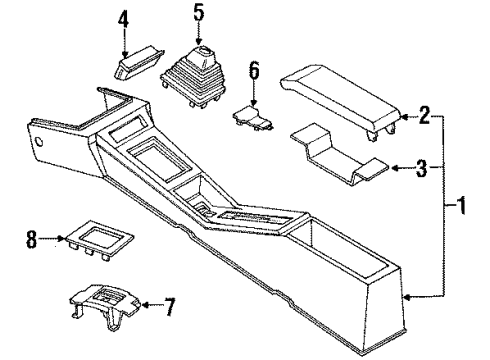 1987 Nissan Pulsar NX Center Console Boot Console Diagram for 96935-50M10