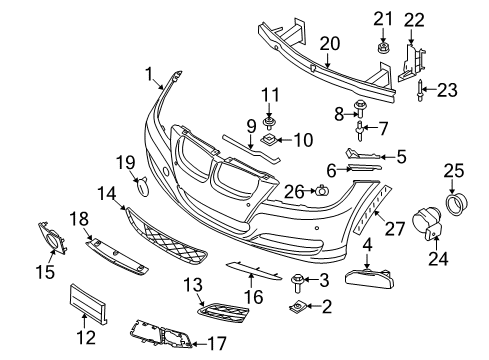 2012 BMW 328i xDrive Parking Aid Adapter Underbonnet Screen Diagram for 51117892935