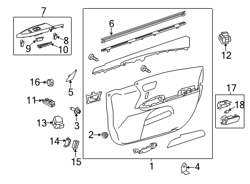 2013 Toyota Avalon Rear Door Corner Trim Diagram for 67491-07010