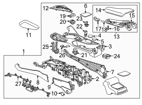 2019 Chevrolet Camaro Switches Console Assembly Diagram for 84513108