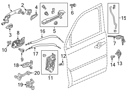 2018 Honda Pilot Front Door Cover L, FR Base ( Diagram for 72184-T2A-G21