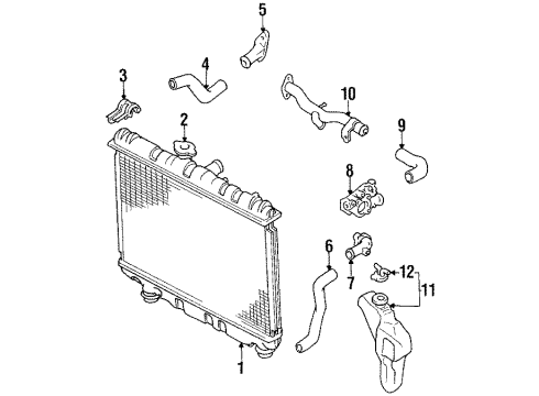 1988 Toyota Corolla Radiator & Components, Radiator Support Lower Hose Diagram for 16572-15190