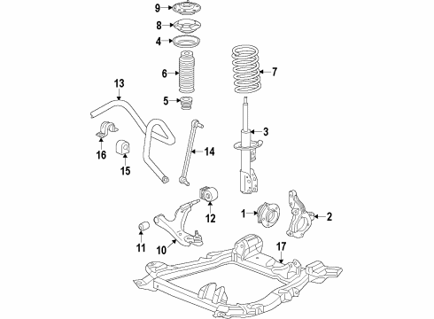 2011 Acura ZDX Front Suspension Components, Lower Control Arm, Ride Control, Stabilizer Bar Rubber, Front Spring Mounting Diagram for 51402-STX-A51