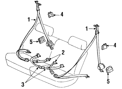 1991 Toyota 4Runner Rear Seat Belts Center Seat Belt Diagram for 73350-35120-B0