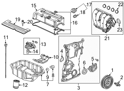 2015 Honda Crosstour Intake Manifold Gasket Set, Head Cover Diagram for 12030-R44-A00