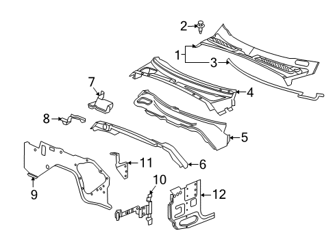 2003 Chevrolet SSR Cowl Panel Asm-Dash Lower Extension *Prime Ww18 Diagram for 15787558