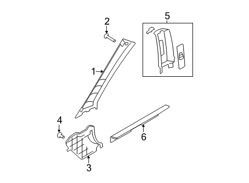 2008 Hyundai Accent Interior Trim - Pillars, Rocker & Floor Trim Assembly-Front Pillar LH Diagram for 85810-1E000-QS