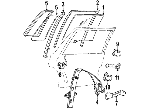 1987 Honda Civic Rear Door - Glass & Hardware Channel, Left Rear Door Run Diagram for 76236-SB6-010