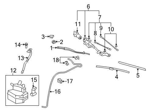 2017 Nissan GT-R Wiper & Washer Components Window Wiper Blade Assembly Diagram for 28890-39B1A