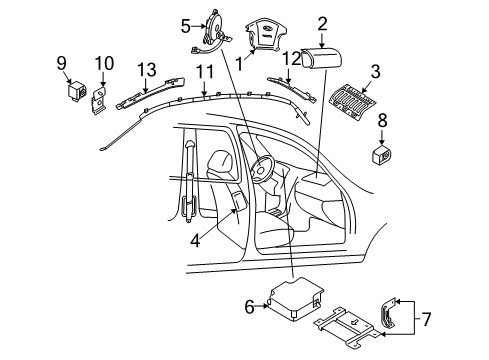 2008 Kia Amanti Air Bag Components Side Impact Sensor Assembly Diagram for 959203F500