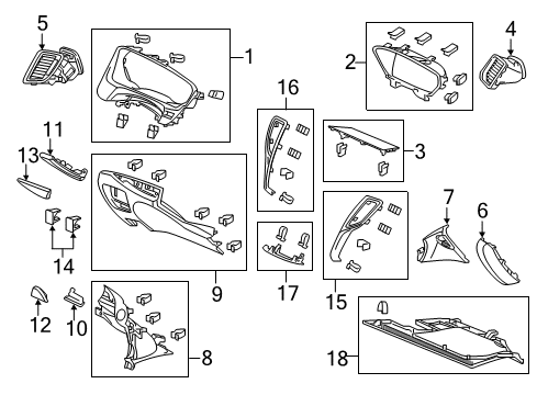 2018 Acura TLX Cluster & Switches, Instrument Panel Switch Assembly, Ambient Off Diagram for 38325-TZ3-A01