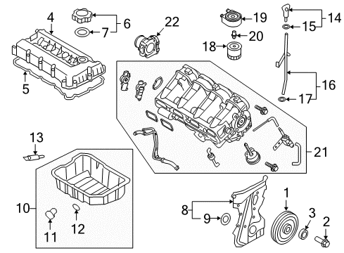 2010 Hyundai Santa Fe Intake Manifold Gasket-Inlet Manifold Diagram for 28215-3CAA0