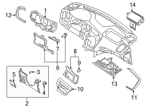 2011 Kia Optima Cluster & Switches, Instrument Panel Panel Assembly-Center Facia Diagram for 847402T120CA