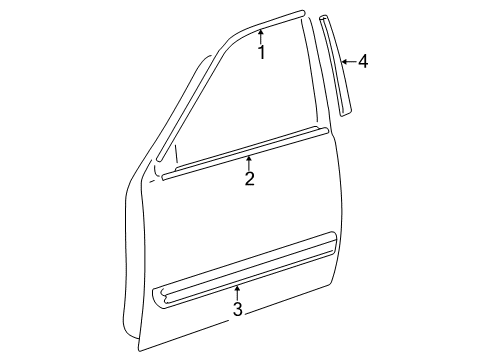 2001 Toyota Sequoia Exterior Trim - Front Door Body Side Molding Diagram for 75732-0C030-G0