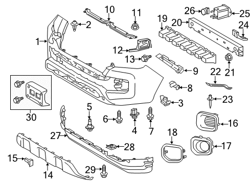 2022 Toyota Tacoma Bumper & Components - Front Under Cover Screw Diagram for 90080-15094
