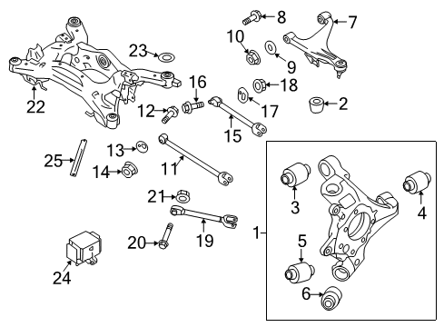 2014 Infiniti Q70 Rear Suspension Components, Lower Control Arm, Upper Control Arm, Stabilizer Bar STOPPER-Differential Mounting, Upper Diagram for 55474-1MA9A