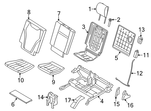 2018 BMW X5 Third Row Seats Foam Part, Backrest, Rear Left Diagram for 52307351401