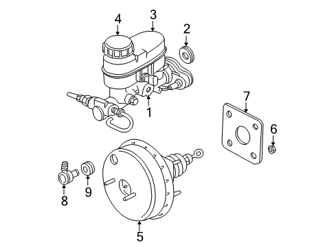 2005 Chrysler PT Cruiser Hydraulic System Brake Master Cylinder Diagram for 5015160AA