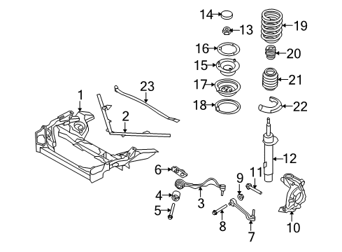 2009 BMW 328i Front Suspension Components, Lower Control Arm, Stabilizer Bar Left Front Spring Strut Diagram for 31316784973