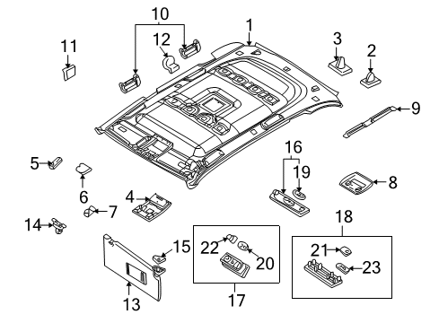 2003 BMW X5 Interior Trim - Roof Console, Head Lining, Front Diagram for 51447031430