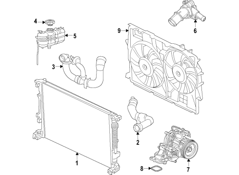 2020 Jeep Cherokee Cooling System, Radiator, Water Pump, Cooling Fan Pump-Water Diagram for 4893618AE