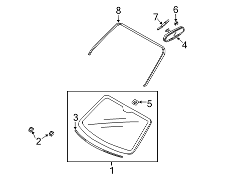 2006 Kia Sorento Windshield Glass, Reveal Moldings Clamp-Wire Homelink Diagram for 851103E200