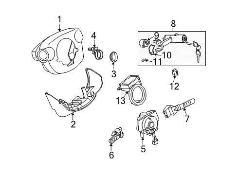 2007 Infiniti FX35 Ignition Lock Body-Combination Switch Diagram for B5567-CC00E