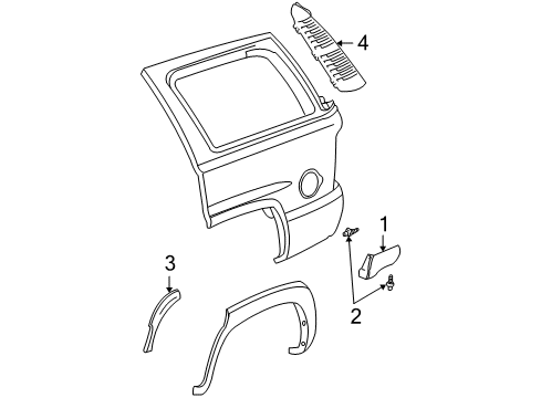 2002 GMC Yukon Exterior Trim - Quarter Panel Side Molding Diagram for 88980831