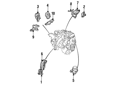 1996 Honda Prelude Engine & Trans Mounting Bracket, RR. Engine Mount (AT) Diagram for 50827-SS0-981