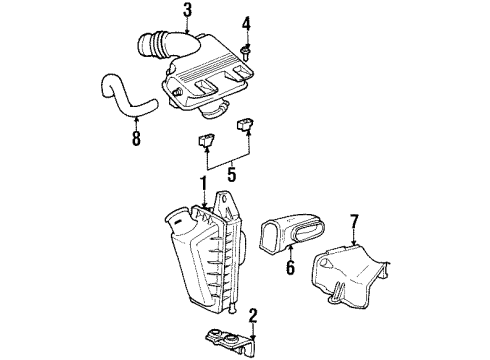 1998 Dodge Caravan Air Intake Air Cleaner Intake-Inlet Duct Tube Hose Diagram for 4612907