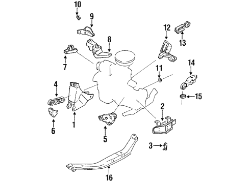 1987 Nissan Pulsar NX Engine & Trans Mounting Rear Engine Mounting Damper Assembly Diagram for 11246-70A00