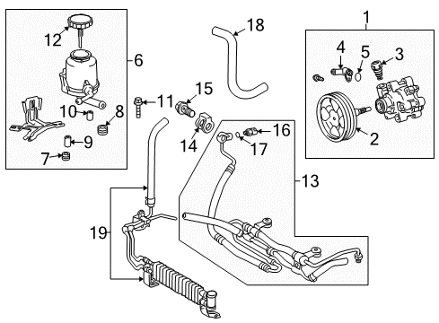 2017 Toyota Land Cruiser Power Steering Pump & Cooler Lines Union Sub-Assy, Pressure Port Diagram for 44308-60220