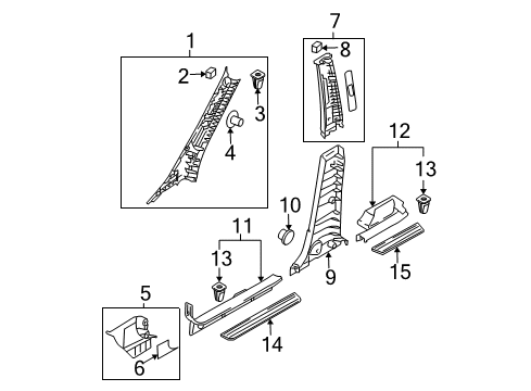 2006 Hyundai Tucson Interior Trim - Pillars, Rocker & Floor Trim-Cowl Side LH Diagram for 85825-2E000-J9