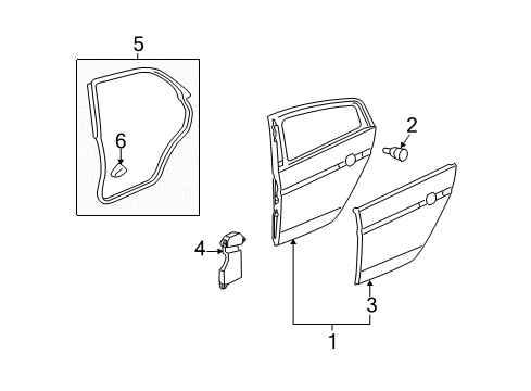 2009 Acura TL Rear Door Weatherstrip, Right Rear Door Diagram for 72810-TK4-A01